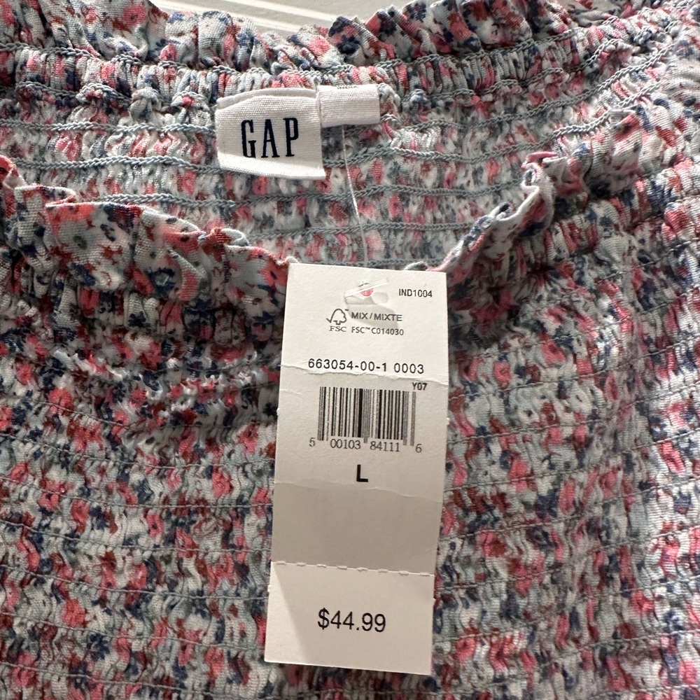GAP NWT Floral Smocked Blouse - Pink and White - Picture 5 of 5